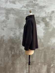 Chocolate Brown Funnel Top in wool by Robyn Black, side view