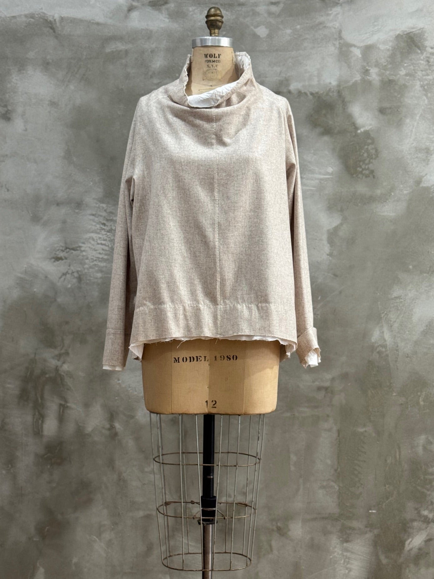 Natural Ecru Funnel Top in wool by Robyn Black, front view
