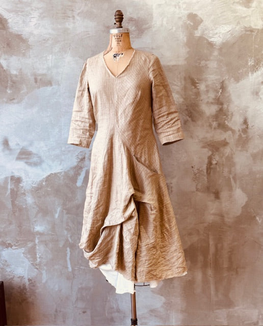 Poet's Dress - Ecru Vintage Stripe