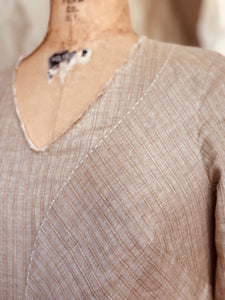 Poet's Dress - Ecru Vintage Stripe