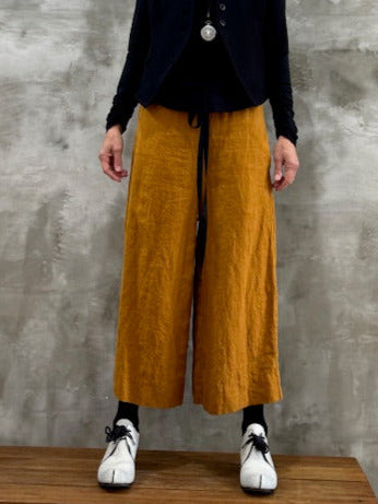 The Palazzo Pants - Mustard Linen