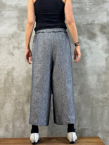 The Palazzo Pants - Salt & Pepper Linen