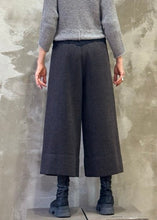 Load image into Gallery viewer, The Winter Palazzo Pants - Charcoal Herringbone Wool