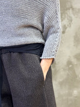 Load image into Gallery viewer, The Winter Palazzo Pants - Charcoal Herringbone Wool