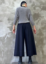 Load image into Gallery viewer, The Winter Palazzo Pants - Navy Wool